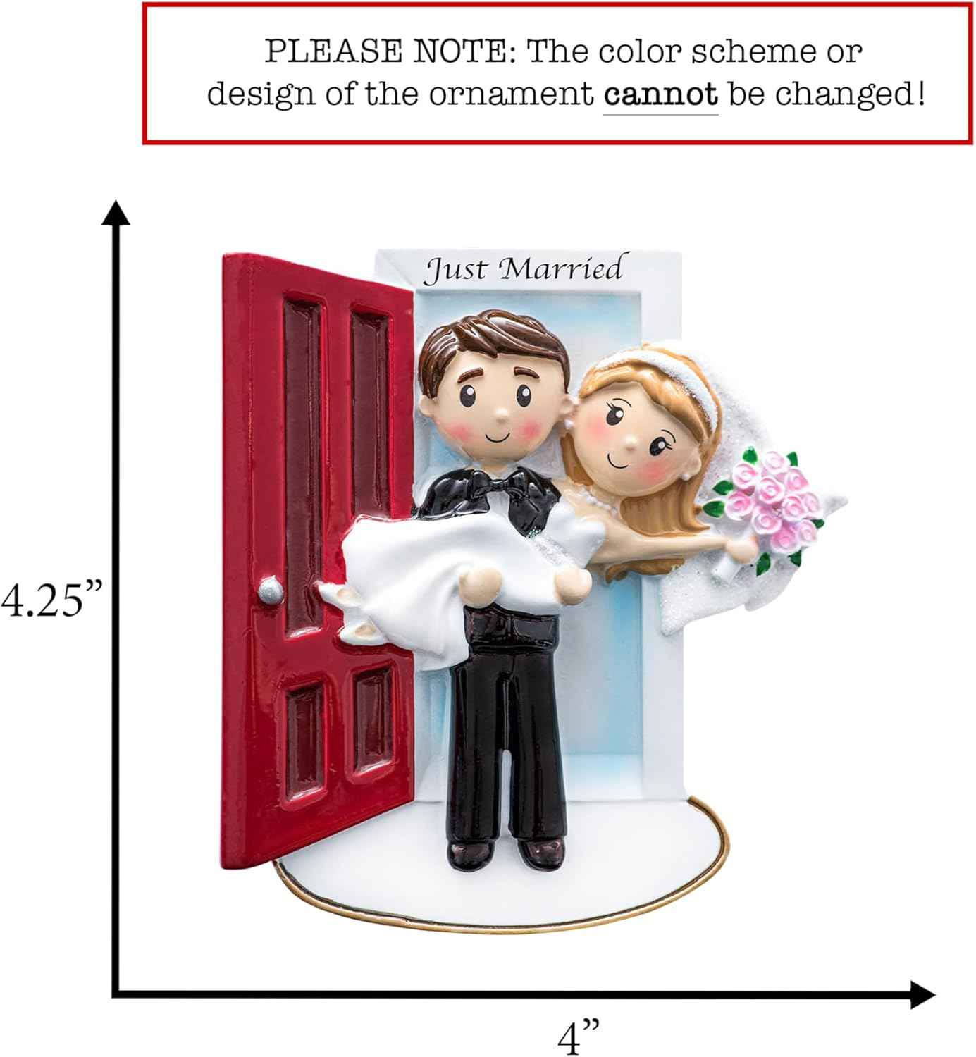 Personalized Our First Christmas Married Ornament 2026 | Customized Wedding Couple Threshold, Groom Carrying Bride for Xmas Tree | Just Married Newlyweds Marriage Keepsake | Custom Name Year