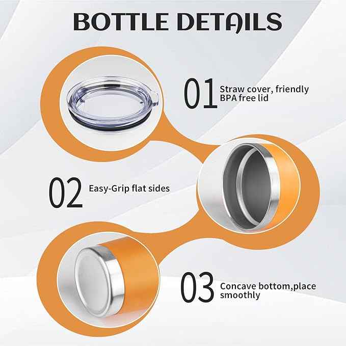 StarSpeed 20oz Tumbler Bulk with Lid, Stainless Steel Insulated Tumblers Double Wall Vacuum Insulated Travel Mug, Powder Coated Coffee Cups for Hot and Cold Drinks(Orange,1)