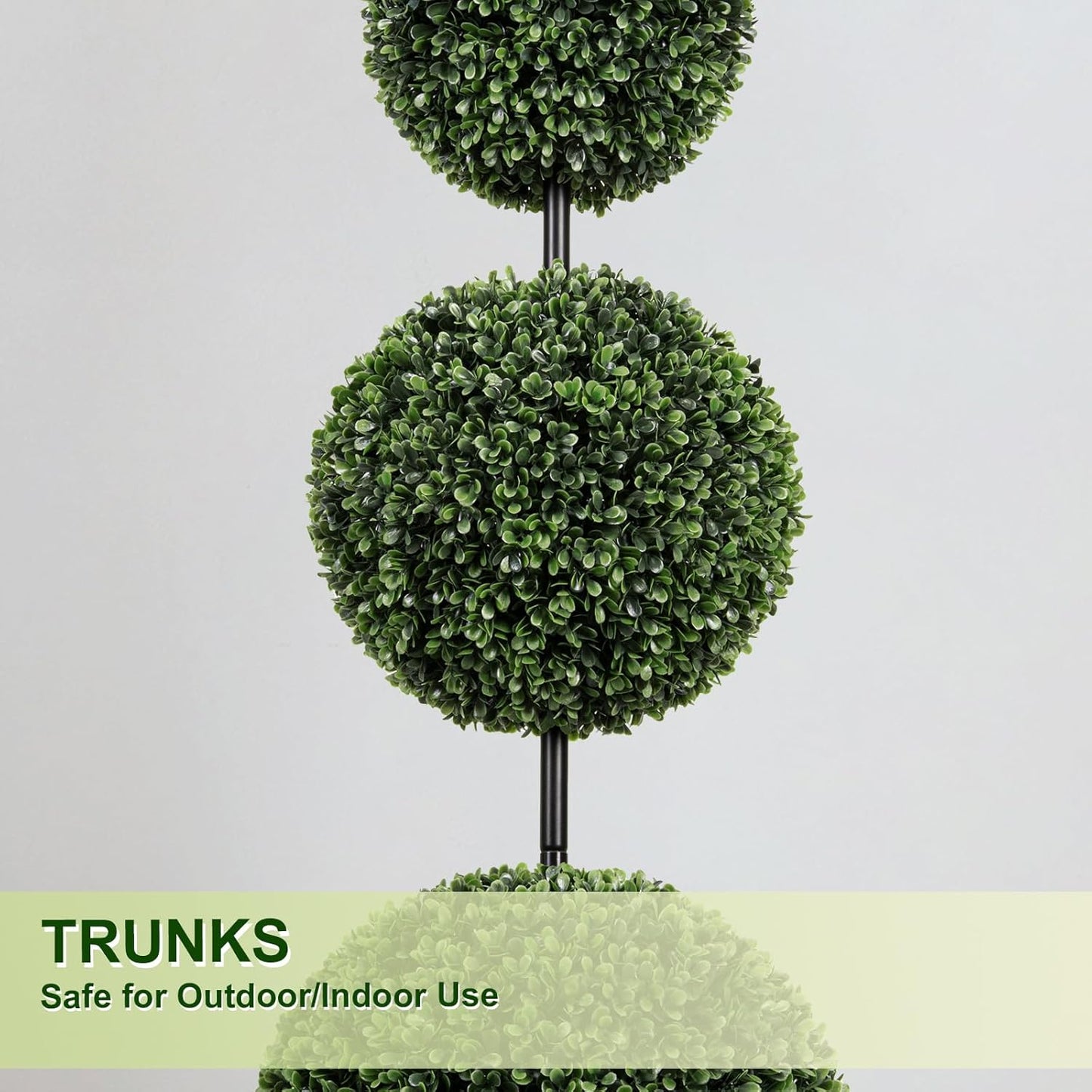 VIVATREES 4FT UV-Resistant Artificial Triple Ball Boxwood Topiary Set of 2, All-Weather Outdoor & Indoor Decor for Garden, Porch, Entryway