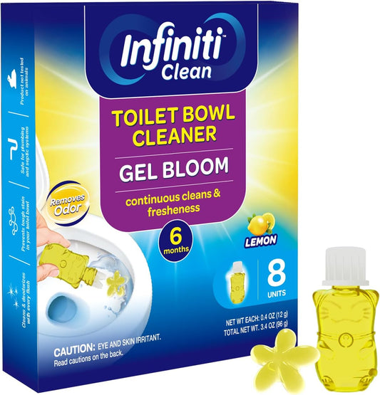 Toilet Gel Stamp - 8 Packs Toilet Bowl Cleaner Gel with Automatic Click, Freshener for Toilet Maintenance, 3.4oz, 6 Month Supply (Lemon)