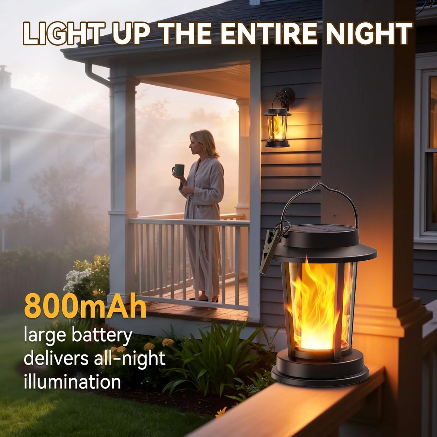 Solar Lanterns Outdoor Waterproof, 4 Pack Upgraded Flickering Flame Solar Lights Outdoor, Solar Powered Lanterns Decorative, Hanging Solar Lantern for Garden Patio Porch Yard Path Tree Decor