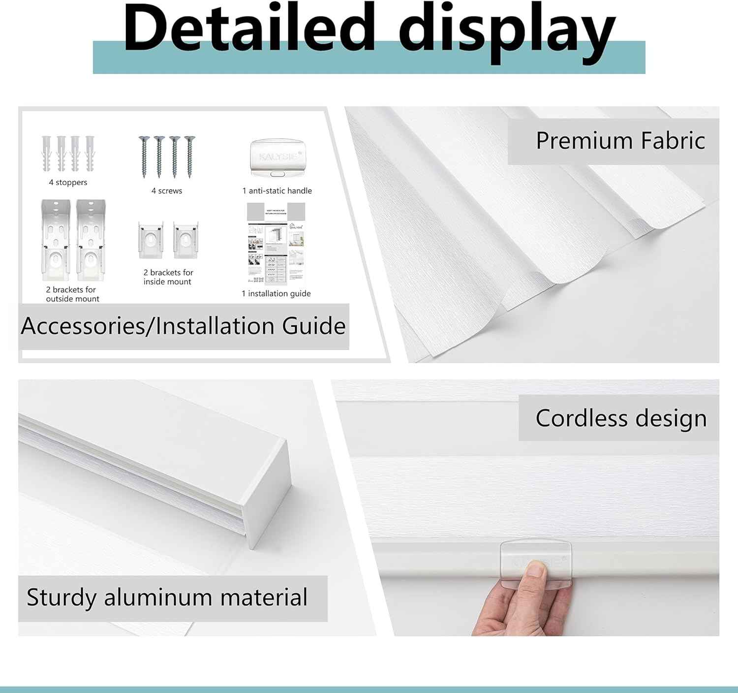Cordless Zebra Blinds for Windows, Free-Stop Pull Down Roller Window Shades with Valance, Light Filtering Dual Layers Sheer Shades for Home and Office, White, 23" W x 72" H