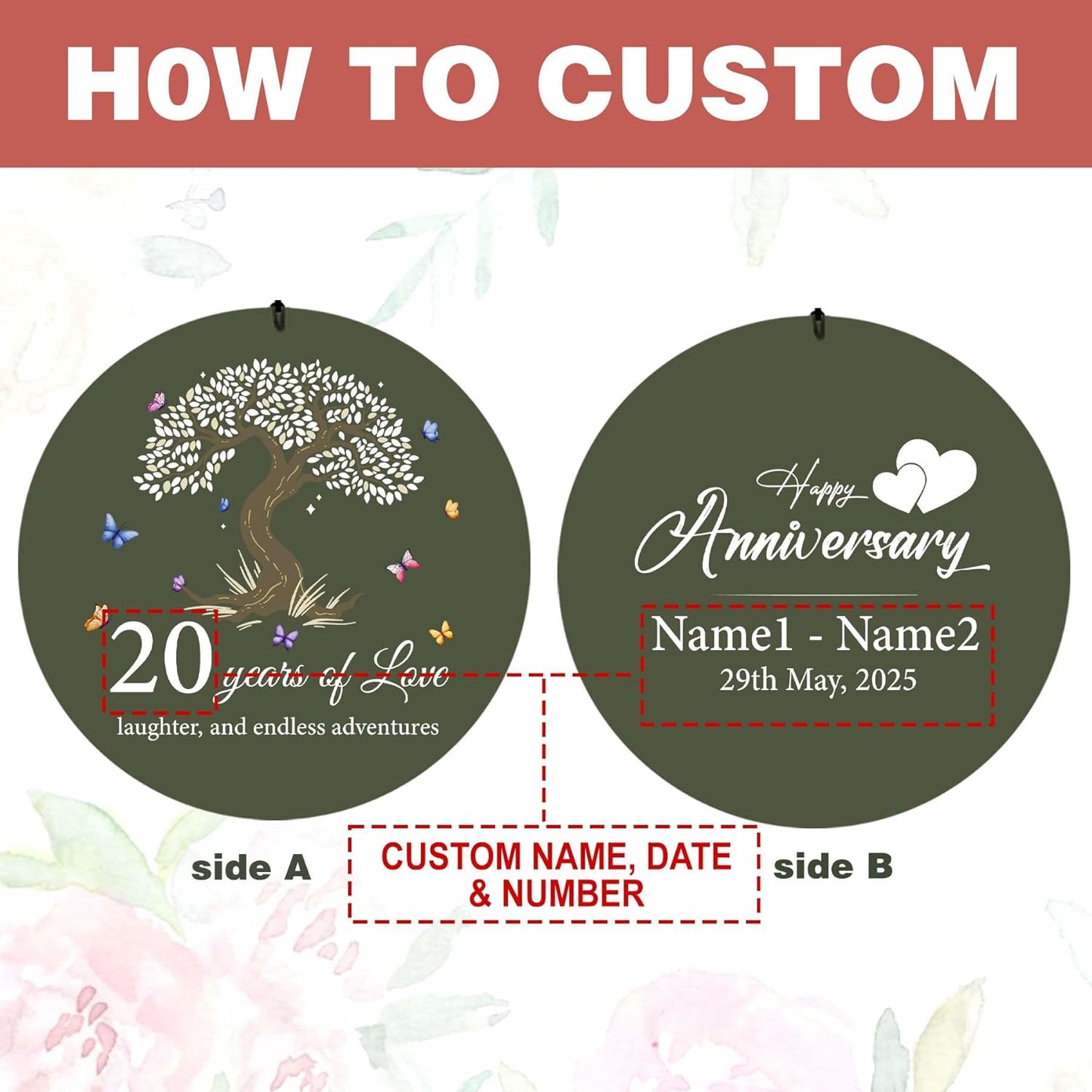 ASTARIN 20th Wind Chimes for Couple, Personalized Wind Chimes for Anniversary, Couple Gifts for Keepsake, Deep Tone Windchime Romantic Gift for Women Men