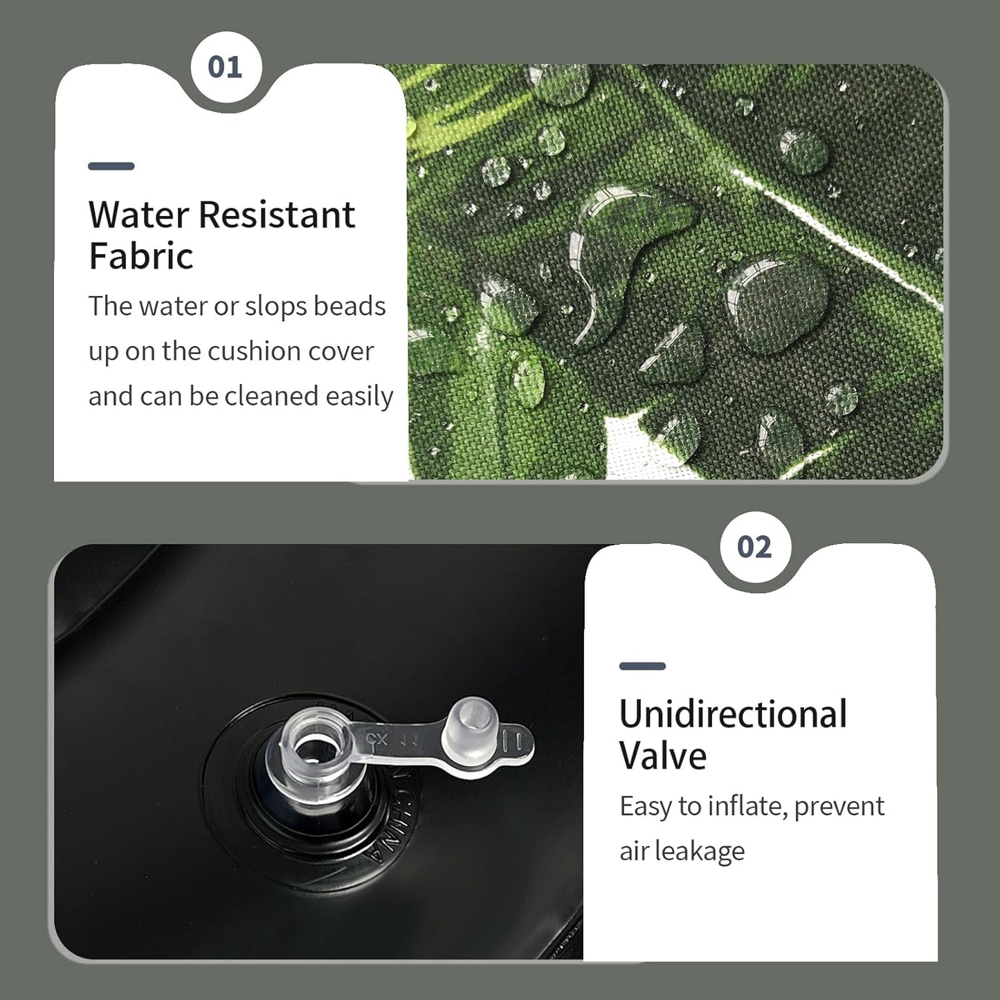 Inflatable Ottoman Stool D21 xH9 for Outdoor/Indoor Use, Water Repellent Patio Foot Rest Stool with Portable Handle,Round Pouf Ottoman Suitable for Garden,Deck and Camping - Palm Green