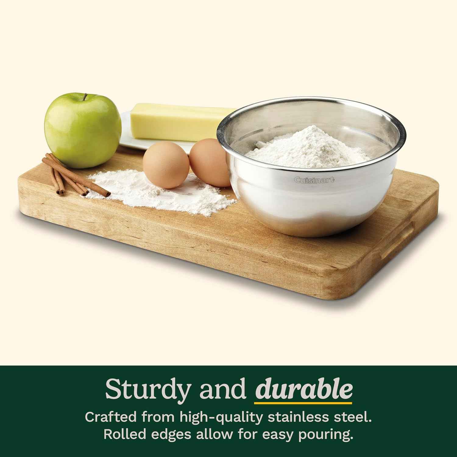 Cuisinart Mixing Bowl Set, Stainless Steel, 3-Piece, CTG-00-SMB