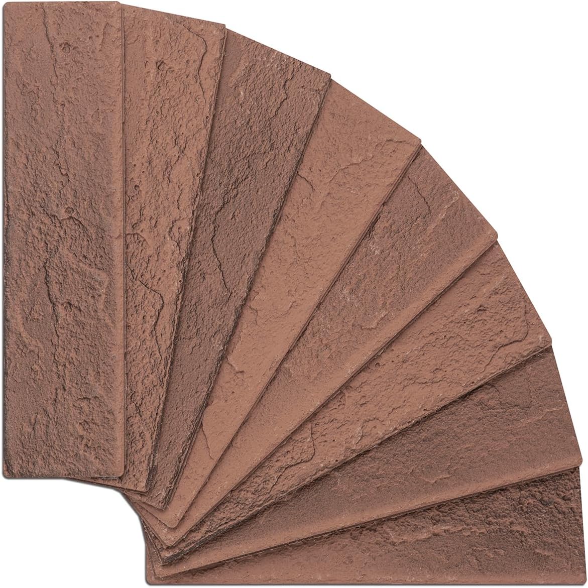 Vintage Faux Brick Wall Tiles, 3D Thin Brick Veneers for Bedroom, Bathroom, Kitchen, Fireplace and Fence Wall Panels (2, Red/Brown)