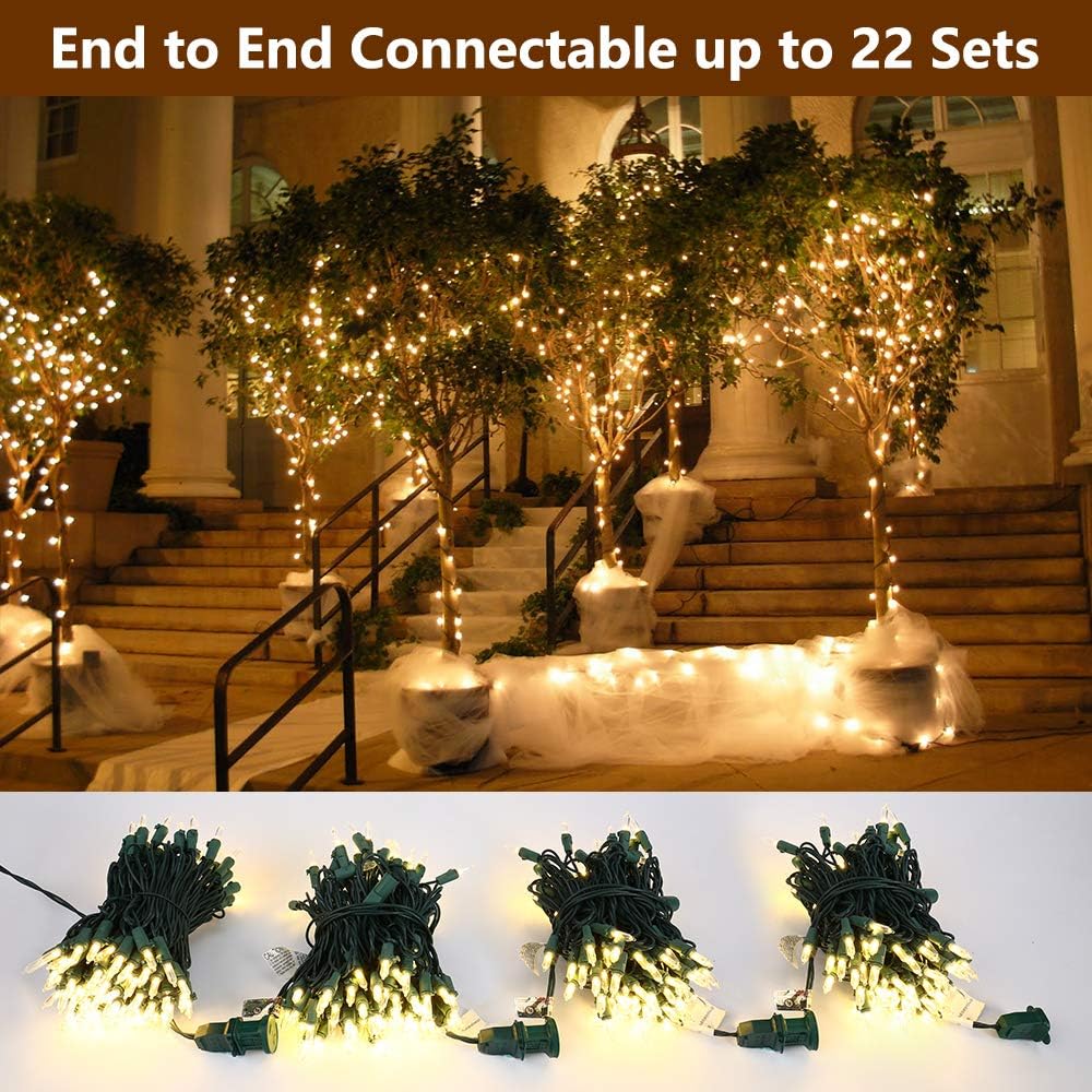 Brizled Mini Christmas Lights, 33ft 100 LED Christmas String Lights Connectable, UL Certified Energy Saving Xmas Tree Light for Indoor Outdoor Bedroom Wedding Party Xmas Tree Decoration, Warm White