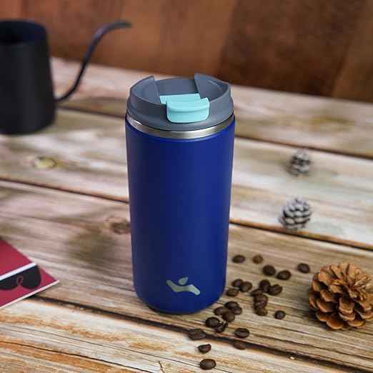 Konokyo Tumbler with Lid, 12 oz Travel Coffee Mug Double Wall Vacuum Stainless Steel Thermal Metal Cup Insulated Water Bottle,Sapphire
