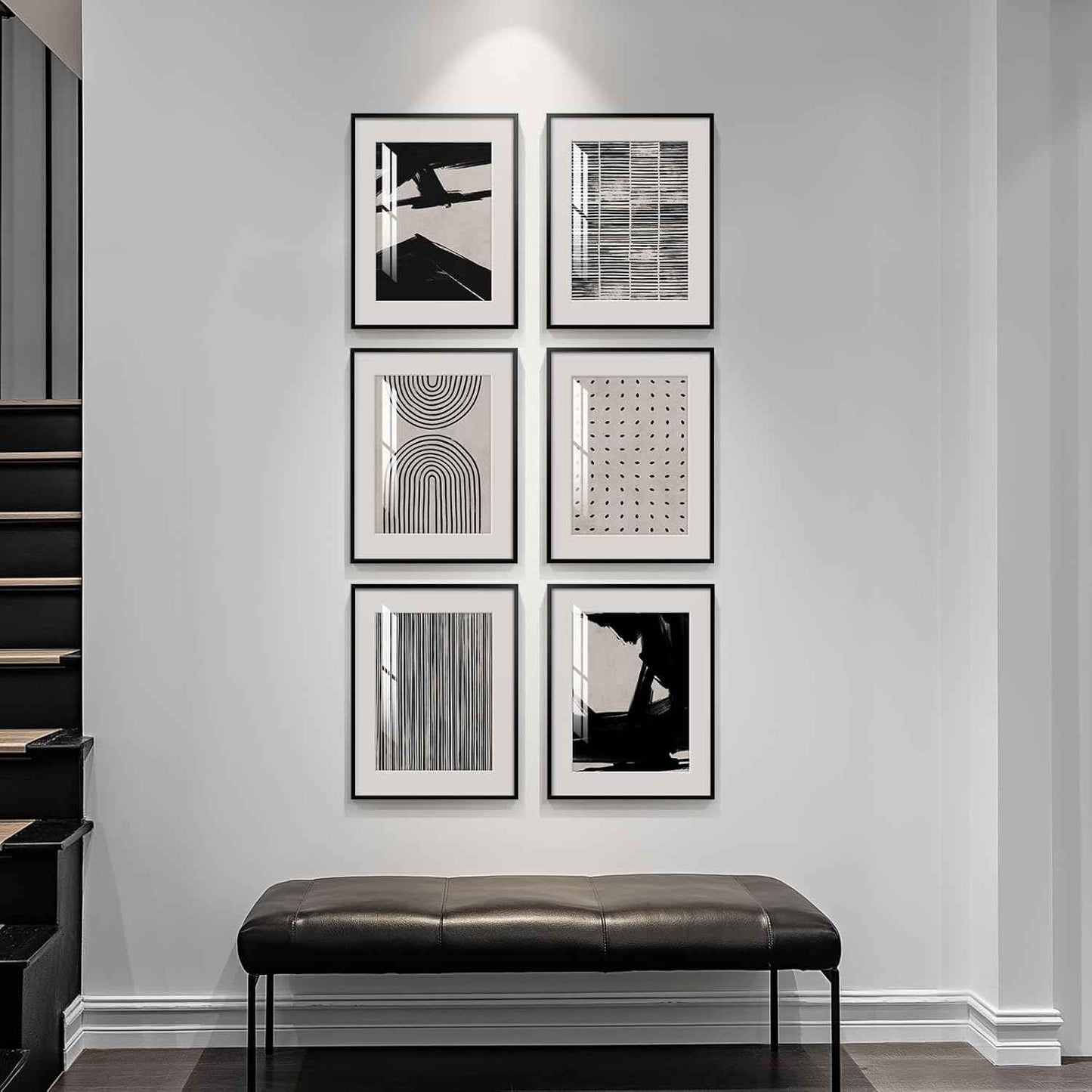 Framed Black and White Abstract Wall Art, 6 Pieces Modern Prints Paintings Artwork for Walls, Minimalist Abstract Pictures for Living Room Bedroom Dining Room Office Bathroom Wall Decor 11x14 Inch