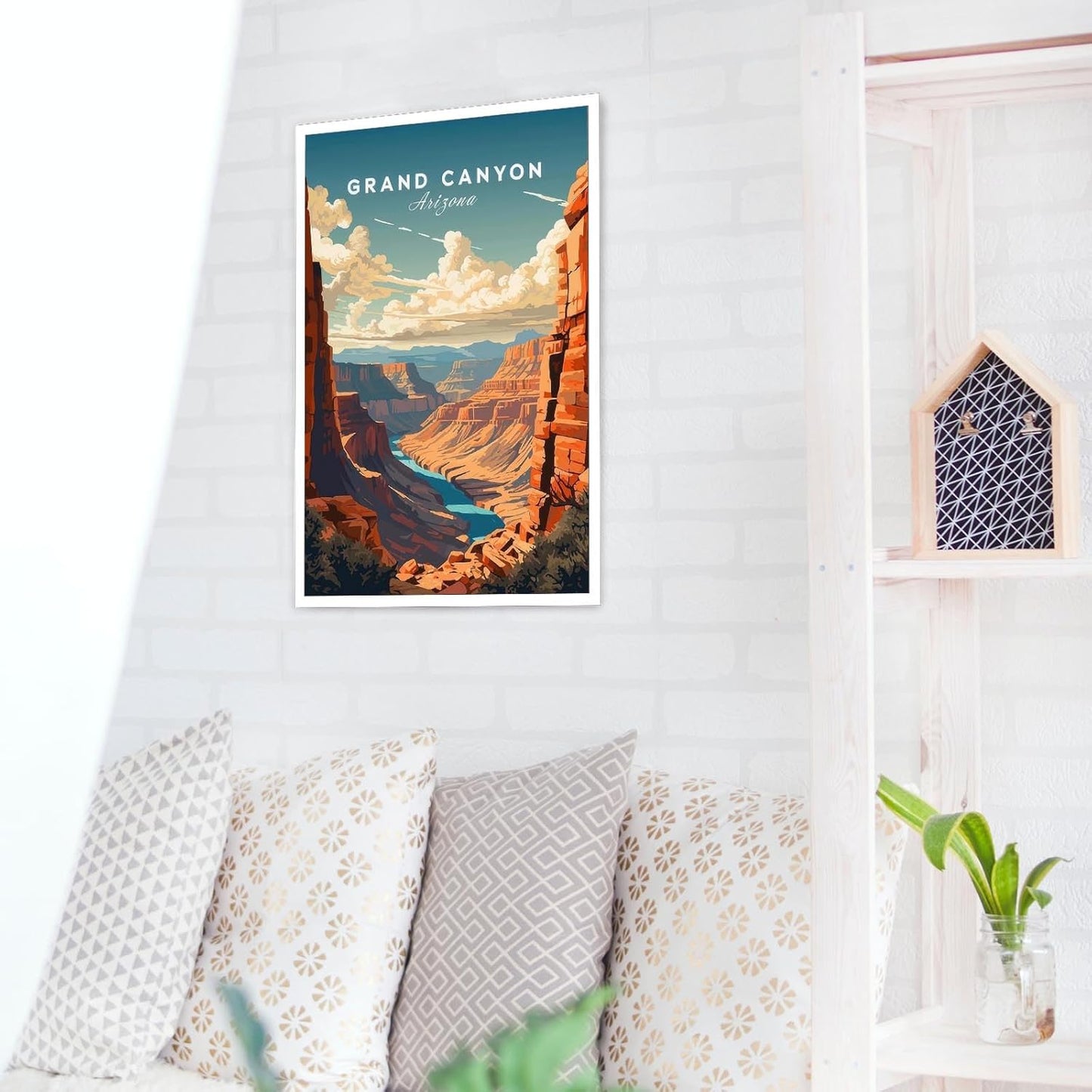 Viokalt Vintage Arizona Scenery Wall Art Funky Usa City Landscape Canvas Posters Funky North America Grand Canyon Travel Prints Painting For Living Room Bedroom Wall Decor 8x12in Unframed
