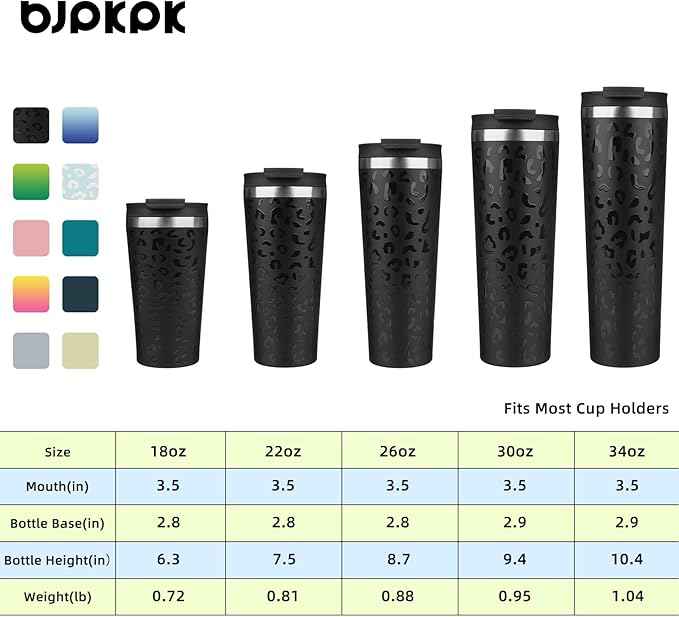 BJPKPK 26oz Insulated Tumbler With lid And Straw Stainless Steel Tumblers Travel Coffee Mug Reusable Thermal Cup,Black Leopard
