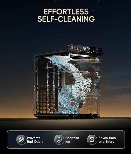 ecozy Nugget Ice Maker Countertop, First Full-Color Smart Panel 44 lbs/24H Ice Machine with APP & Voice Control, Double-Layer Insulation, Pull-Out Water Tank, Soft Pebble Chewable Ice, Self-Cleaning