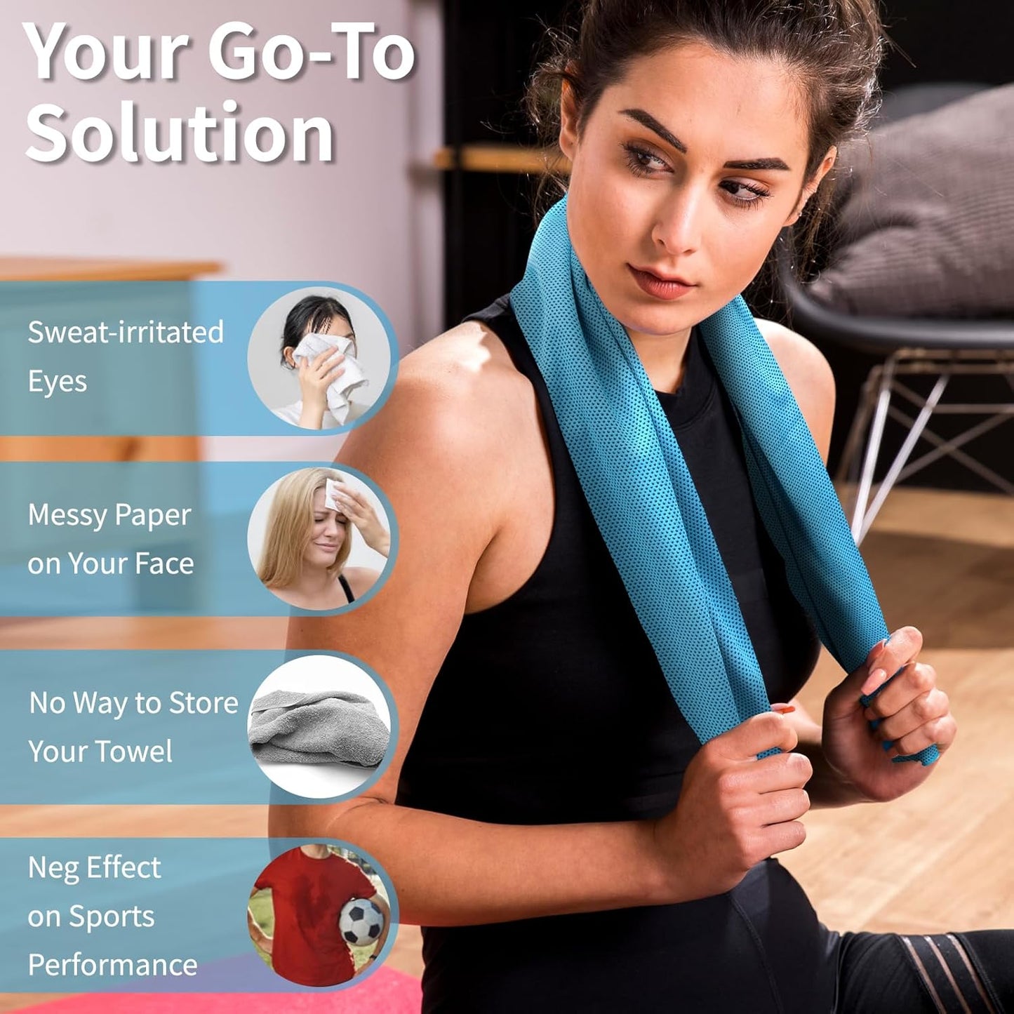 YESLIFE 4 Pack Cooling Towels 40"x12", Gym Towels for Men and Women, Soft Breathable Workout Towels for Yoga, Running, Sport, Workout, Camping, Fitness & More (Blue, Grey, Green, Pink)