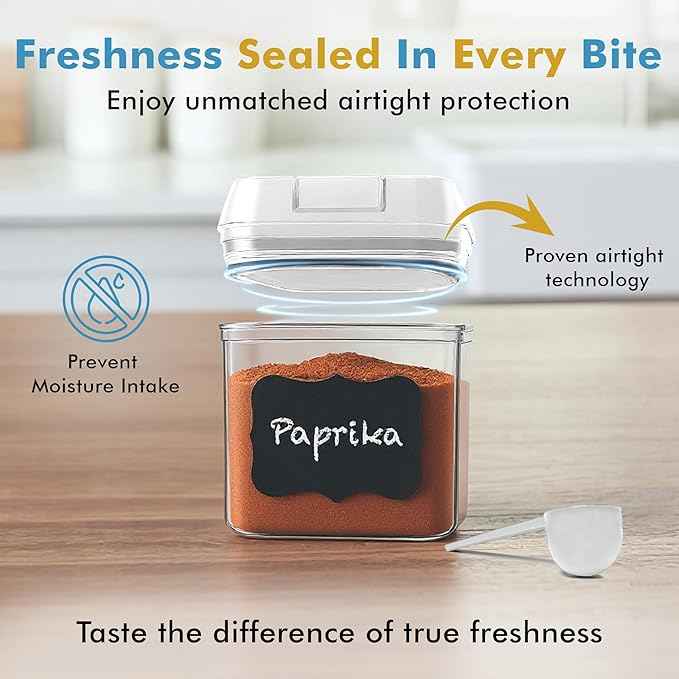 Shazo 9 PC Airtight Food Storage Containers - BPA Free Clear Plastic Snack & Spice Containers with Easy Lock Lids - Kitchen and Pantry Organization for Herbs, Coffee, Tea - 0.5L / 2.1 Cups