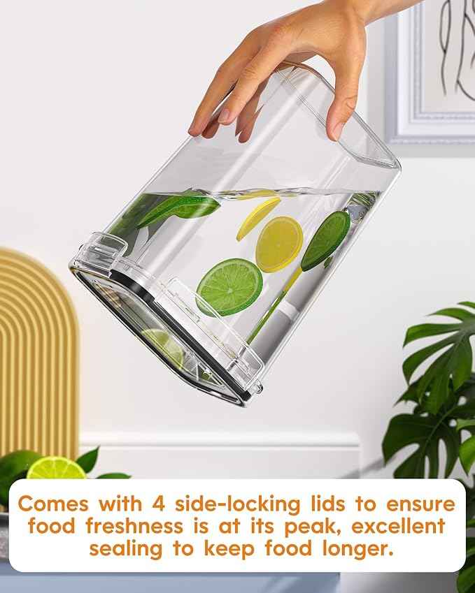 Airtight Food Storage Containers with Lids, 24 PCS Kitchen and Pantry Organization Canisters, BPA-Free, PVC-Free, Food-grade Plastic Leak-proof Jars for Cereal, Flour, Sugar, Extra 24 Labels & Marker