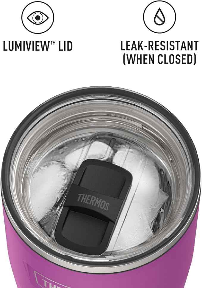 THERMOS ICON SERIES, Stainless Steel Tumbler with Slide Lock, 24 Ounce, Plum