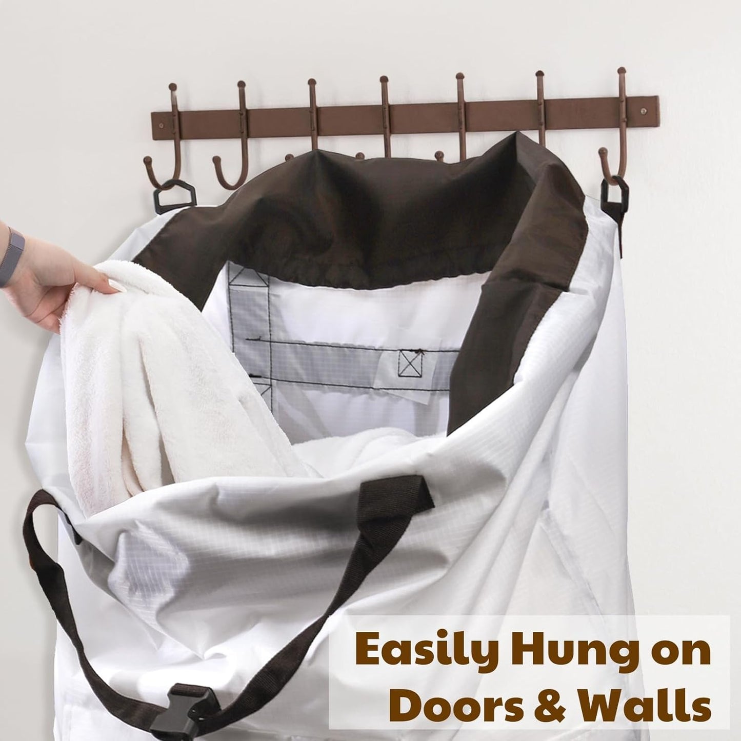 Backpack Laundry Bag, 125L Extra Large College Laundry Backpack with Shoulder Straps, Heavy Duty Dirty Clothes Hamper Bag, Drawstring Travel Laundry Bag for Dorm Apartment Laundromats, White