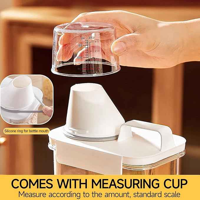 Cereal Container，Rice Storage Dispenser-Airtight Food Storage Organizers BPA-free Plastic Kitchen Pantry Storage Containers Food-Grade PET Material Suitable For Rice, Grains （60.8 oz + 77.7 oz )