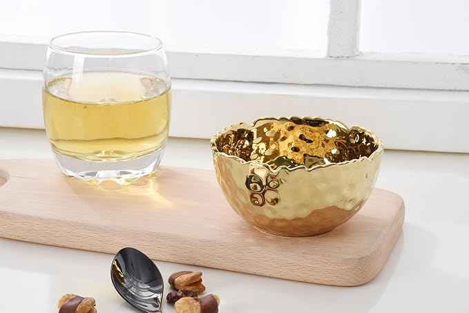 Pampa Bay Golden Millennium 4-inch Porcelain Snack Bowl, Gold