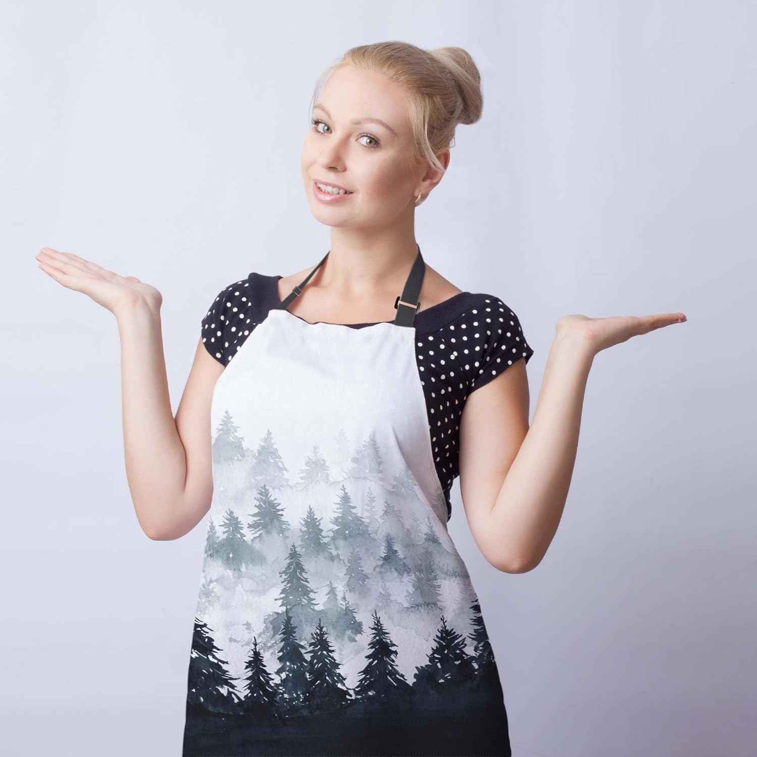Chef Apron for Men Watercolor Mountains Landscape Trees Pinafore Aprons for Women for Kitchen Cooking Restaurant BBQ Painting Crafting 27” (W) x 31” (H), Waterproof Apron