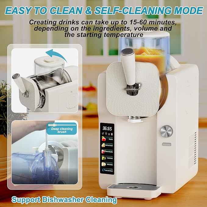 Ice Cream Maker, Slushie Machine for Home, Slushy Machine 70 oz Margarita Machine with 6 Preset Programs for Ice Cream, Milkshake, Cocktail, Frappés, 9-level Adjustable Thickness, White