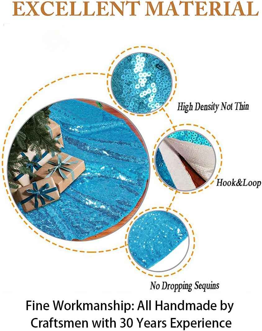 ShinyBeauty Christmas Tree Skirt Shimmer Tree Skirt Sequin Tree Skirt for Christmas Decoration -1114S (36Inch, Turquoise)