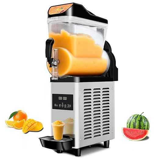 15L Single Tank Slushie Machine Commercial, Margarita Machine for Slushie, Frozen Drinks, Daiquiri, Smoothie in Large Events Party Restaurants Cafe Bars, Quiet Operation, No Ice Needed