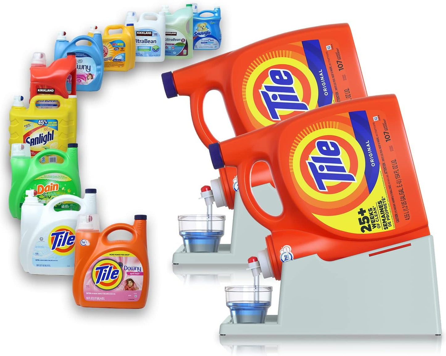 TidyFriend Laundry Detergent Holder Stand Organizer with Drip Tray, 2 Pack Laundry Soap Holder with Non-Slip Rubber Feet for Washing Space Organization, Angled Downward Slope for Easy Pouring (Blue)