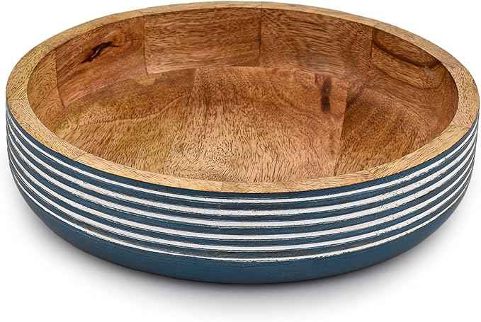 Decorative Bowls Mango Wood for Home Décor Unique Table Centerpieces, Wooden Home Decor Accents for Farmhouse Rustic Style (10" X 10" X 2.5")