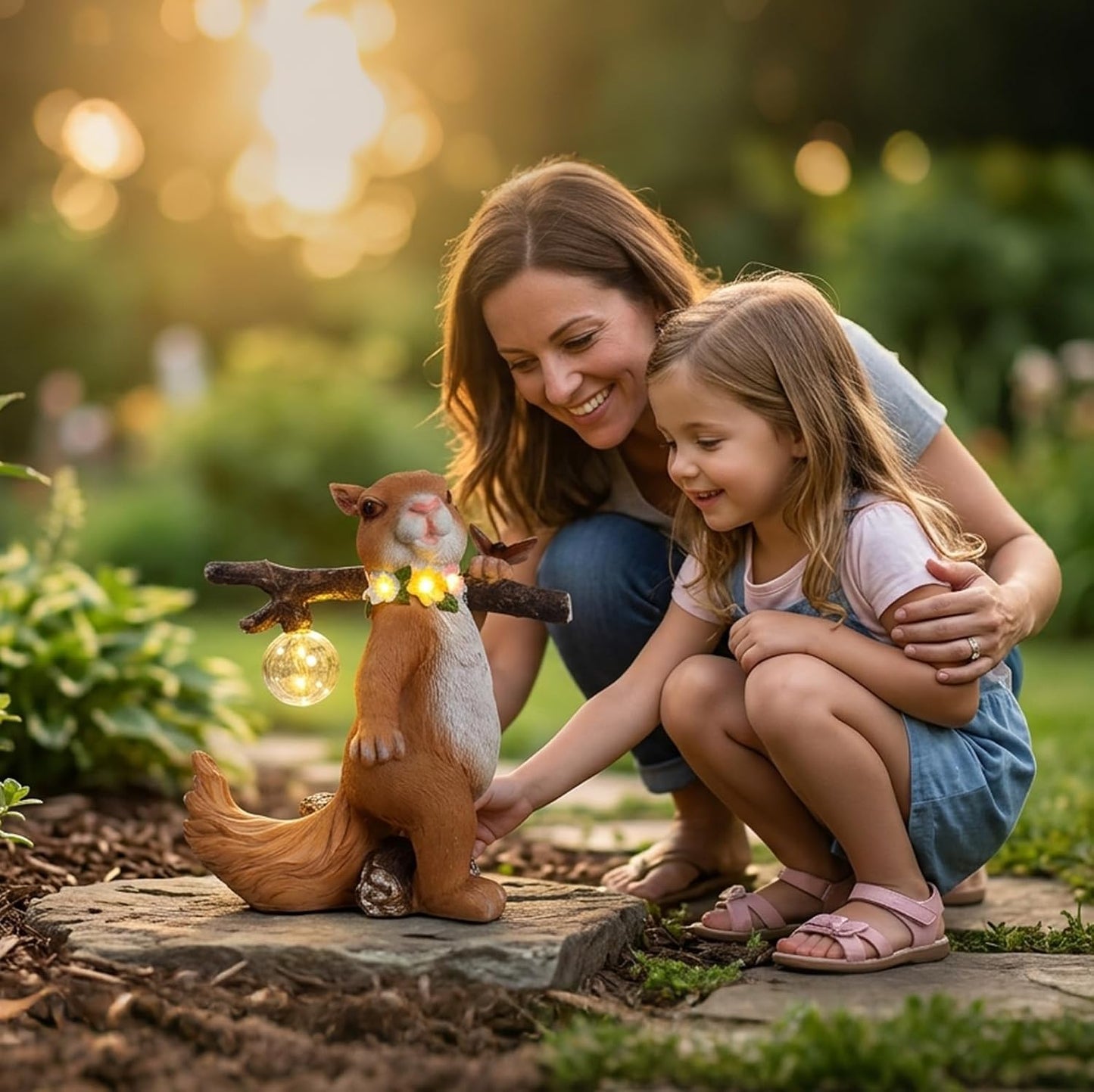Solar Garden Statue Squirrel with Hanging Globe Light, Garden Decor for Outside, Yard Decorations Outdoor for Patio Porch, Housewarming Gifts for Women & Grandma