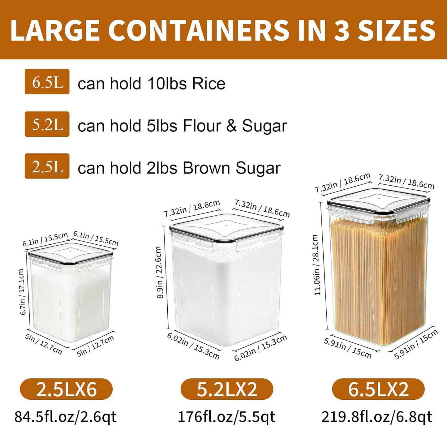 Flour Sugar Storage Containers, 10 Pack Large Airtight Food Storage Containers with Lids for Kitchen Pantry organization and storage, BPA Free Plastic Canisters Sets for Cereal, Rice and Baking