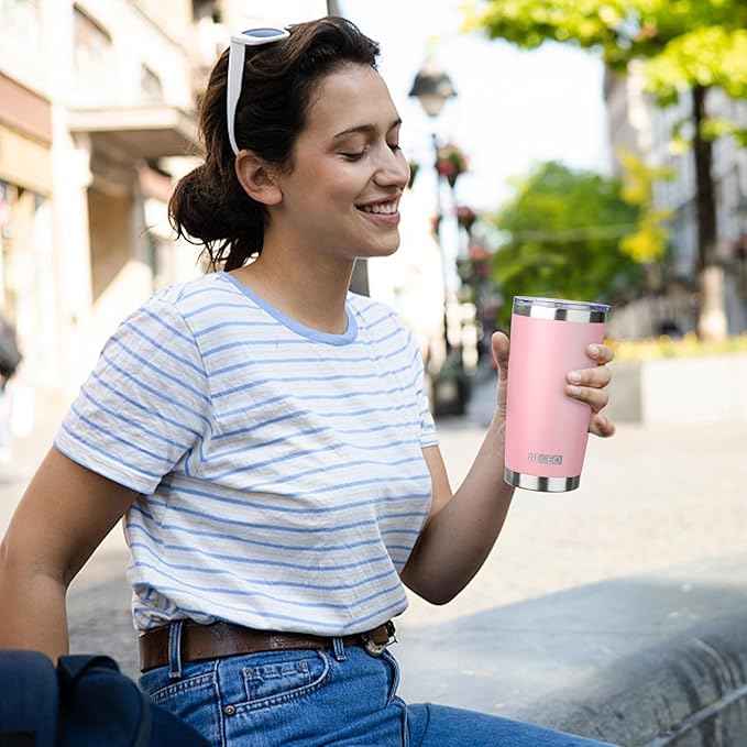20oz Tumbler with Straw and Brush, Stainless Steel Vacuum Insulated tumbler, Double Wall Insulated Coffee Tumbler for Outdoor, Home, Travel,Office (Light pink,4pcs)