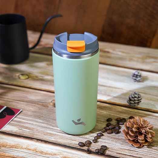Konokyo Tumbler with Lid, 12 oz Travel Coffee Mug Double Wall Vacuum Stainless Steel Thermal Metal Cup Insulated Water Bottle,Soft Green