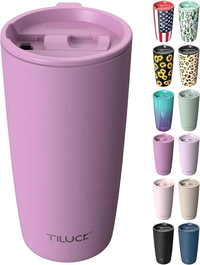 TILUCK 20 oz Insulated Tumbler with BPA-Free Lid, Stainless Steel Vacuum Travel Coffee Mug, Double Wall Coffee Tumbler（20oz，Matte Lilac）