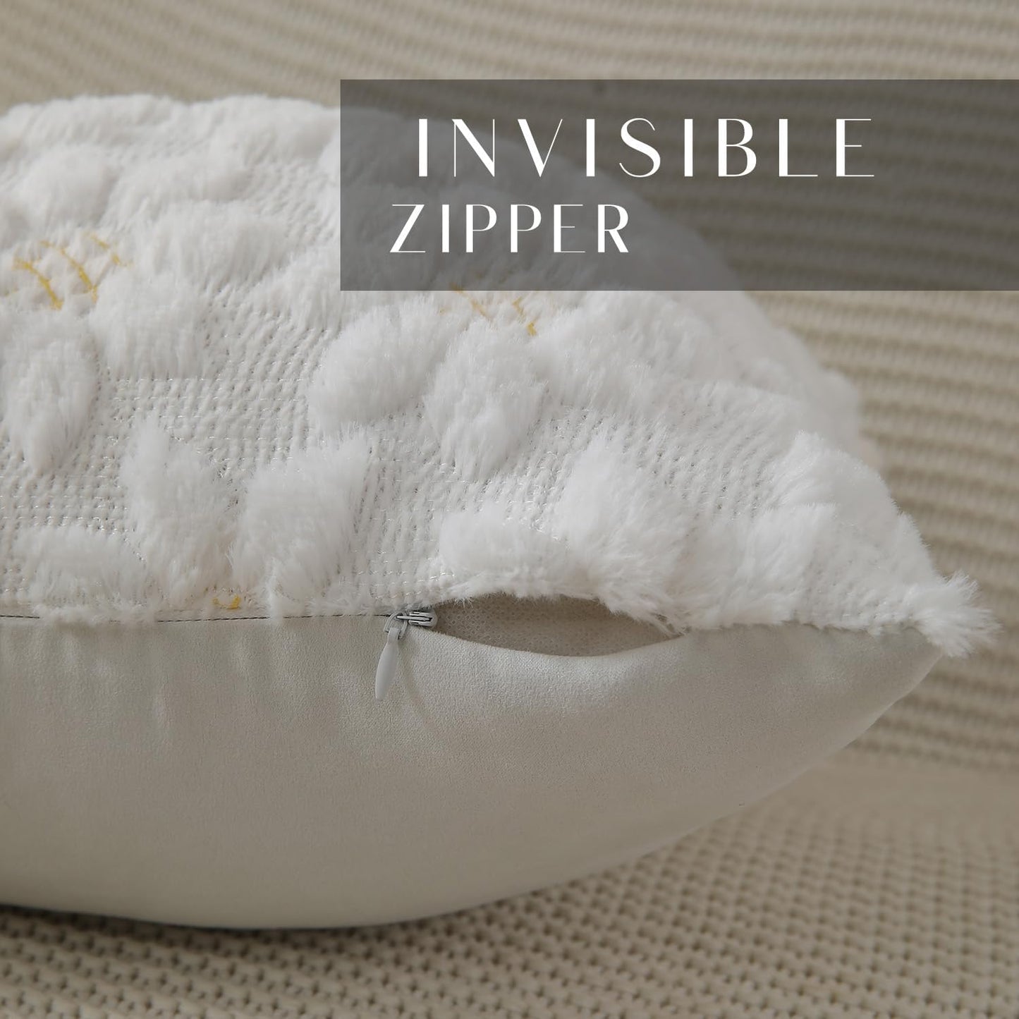 DFXSZ Spring Summer Pillow Covers 12x20 inch Set of 2 Farmhouse Decor Yellow Color Flower Heart Sunflower Soft Plush Faux Fur Jacquard Throw Pillows for Sofa Holiday Spring Home Decor PTK024C12