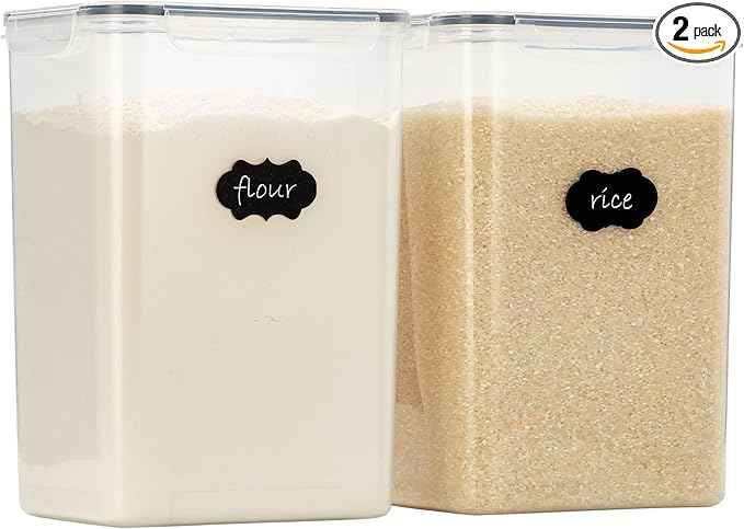 Chef's Path Airtight Food Storage Containers with Measuring Cups, Set of 2, 9.5L, 320Oz, Spacious, Leakproof Design Pantry Canisters for Flour, Sugar, and Bulk Food Storage - Transparent