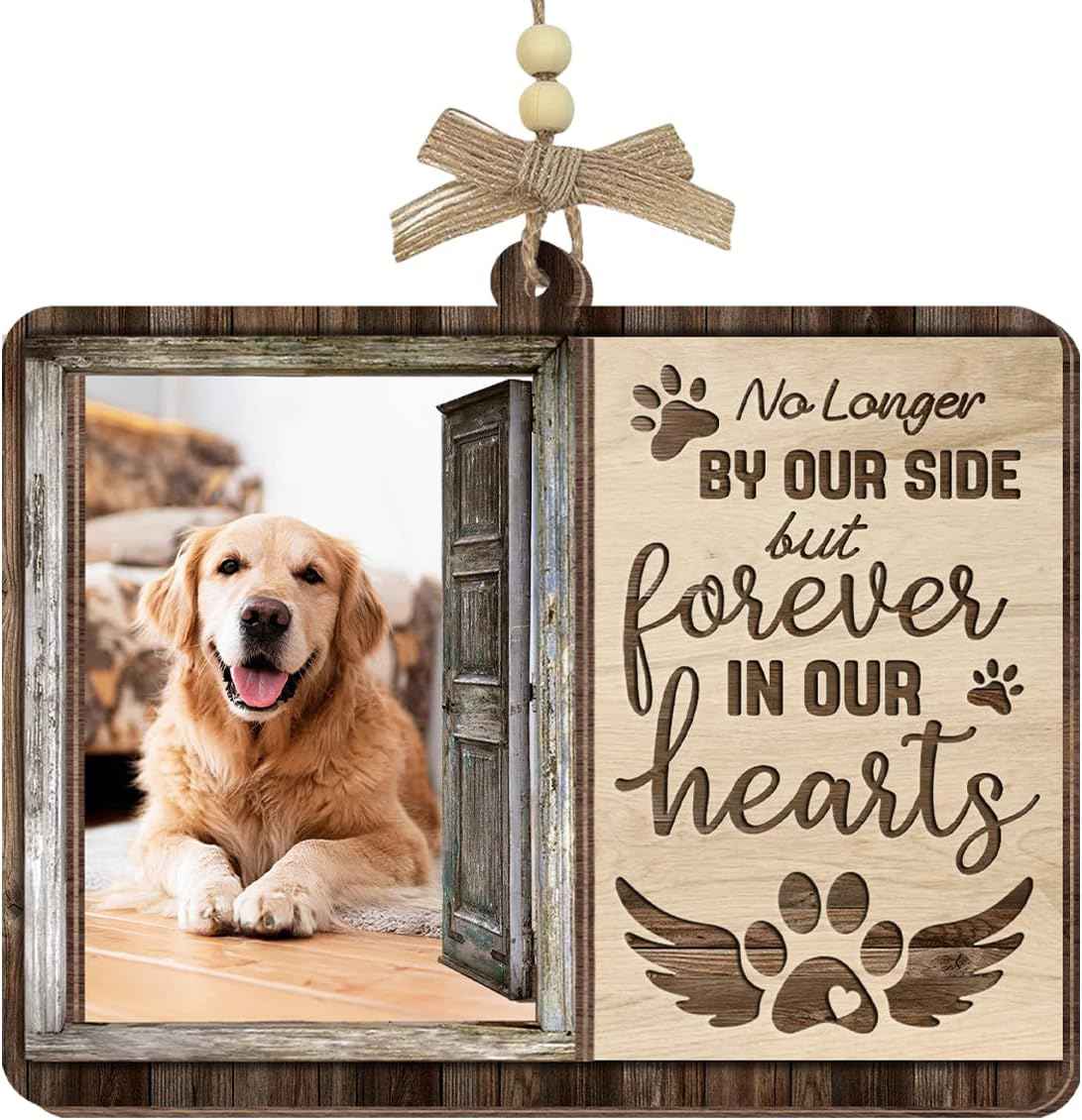 Dog Photo Frame Memorial Ornaments, Personalized Ornaments for Pet Loss Sympathy Gift, Memorial Picture Frame Ornament for Hanging Decor, Loss of Dog Customized Gifts