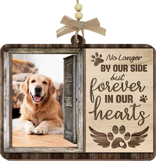 Dog Photo Frame Memorial Ornaments, Personalized Ornaments for Pet Loss Sympathy Gift, Memorial Picture Frame Ornament for Hanging Decor, Loss of Dog Customized Gifts