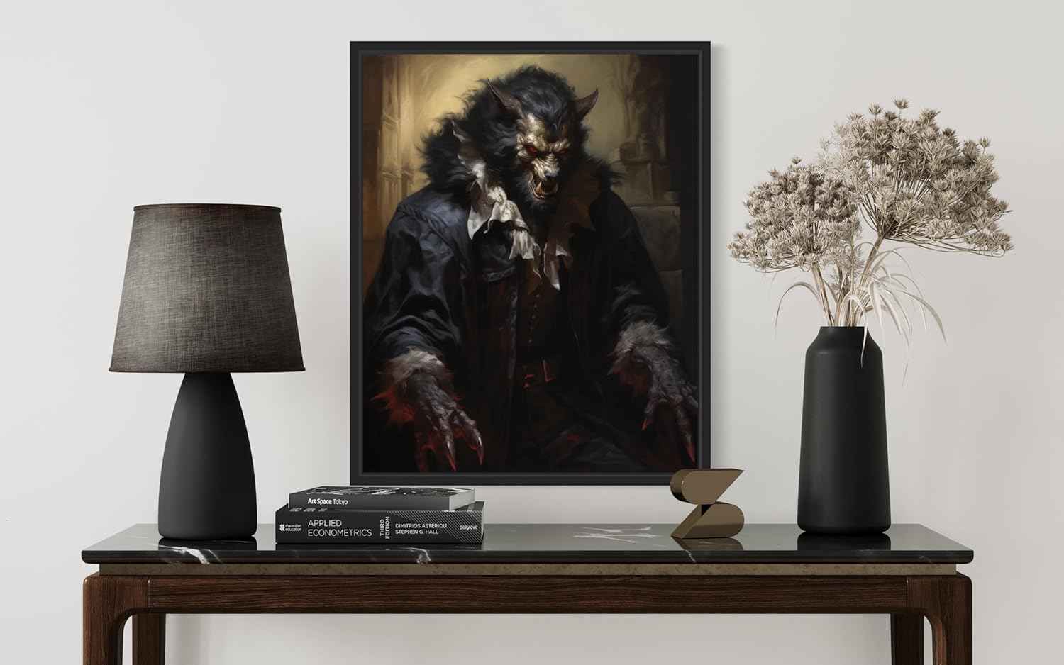 Werewolf Poster Art Print, Halloween Scary Vintage Wall Art Academia Spooky Painting Decoration for Horror Prints, Gothic Posters Bedroom Decor 91 (Werewolf, 8 x 10 inches, Black Frame)
