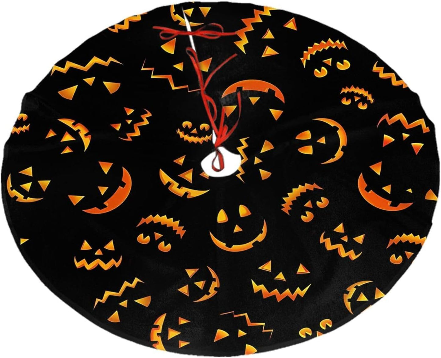 Christmas Tree Skirt,Jack O Lantern Pumpkin Smiles Xmas Tree Skirt Rustic Farmhouse Tree Skirt for Christmas Decor Xmas Holiday Home Party Decorations36