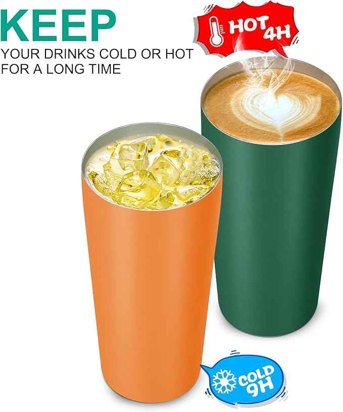 VEGOND 20oz Tumbler Stainless Steel Tumbler with Lid And Straw Vacuum Insulated Double Wall Travel Coffee Mug(dark green package 6)