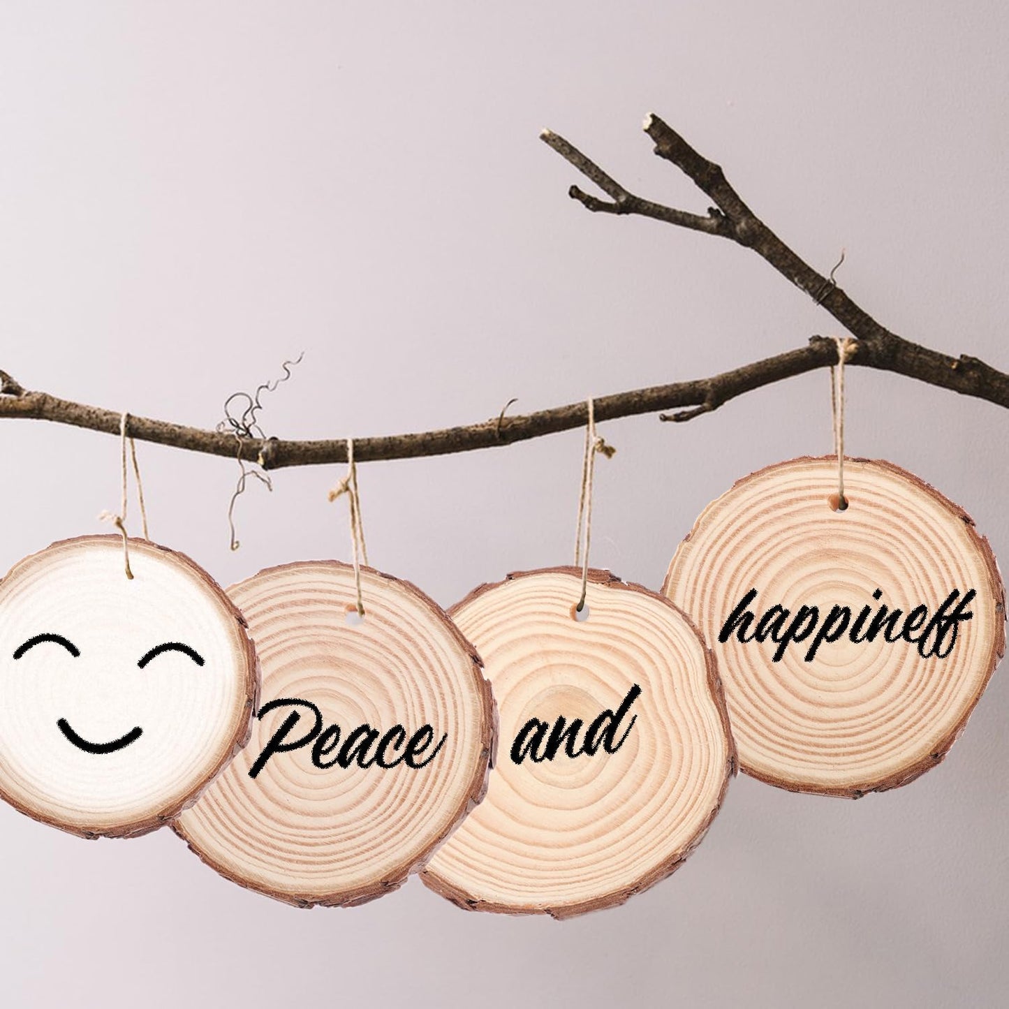 100 PCS 3.2-3.6inch Unfinished Wood Slices, Natural Wood Slices, Predrilled with Hole Wood Slice for DIY Arts Craft Christmas Ornaments