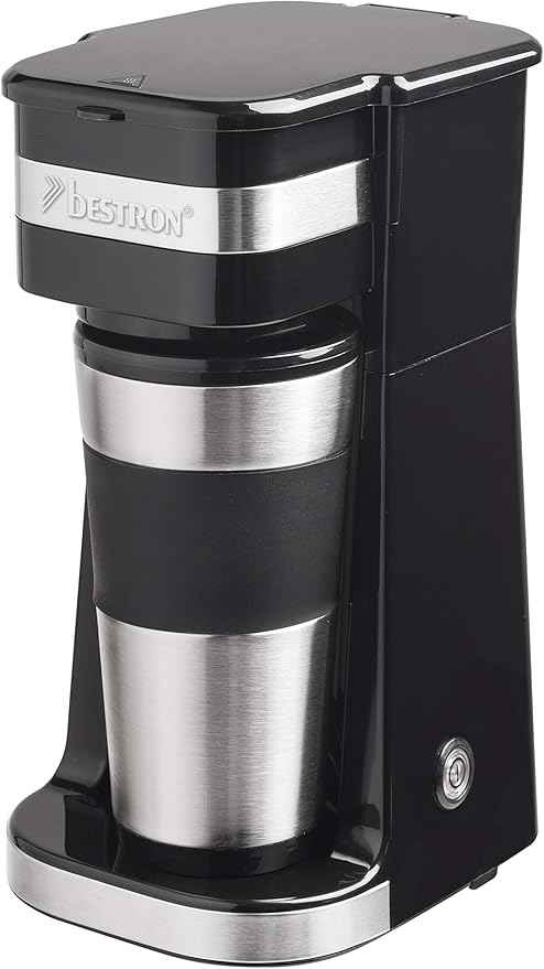 Bestron Coffee Machine with Insulated Cup, Black/silver