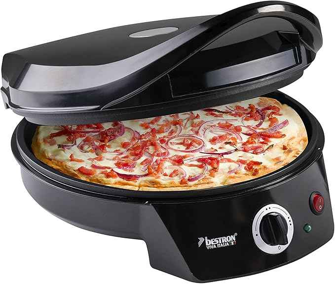 Bestron Viva Italia Electric Grill Oven for Pizza, Upper and Lower Heat, Up to 180 °C, 1800 W, Colour: Black