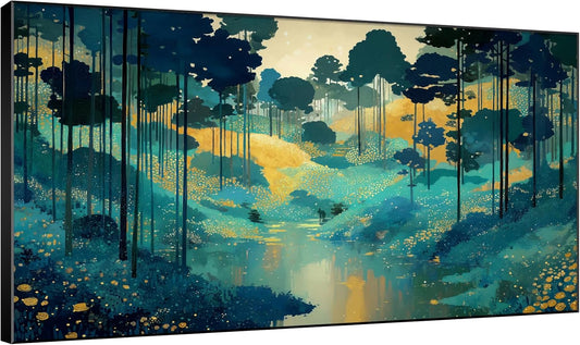 SIGNWIN 30"x60" Extra Large Framed Wall Art Whimsical Fantasy Forest, Vibrant Nature Landscape for Home Living Room Bedroom Decor (Frame Assembly Required)