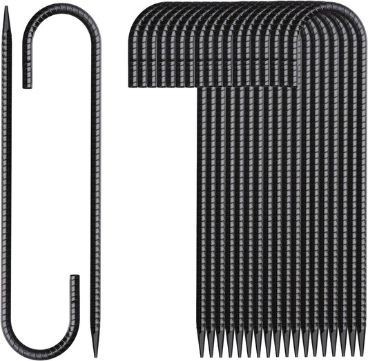 Rebar Stakes 12 Inch 20 Pack J Hook Ground Stakes Heavy Duty Chain Link Fence Stakes Galvanized Anchors Metal Tent Stakes for Wire Fencing Concrete Forming Trampolines Camping Canopies Shed Swing