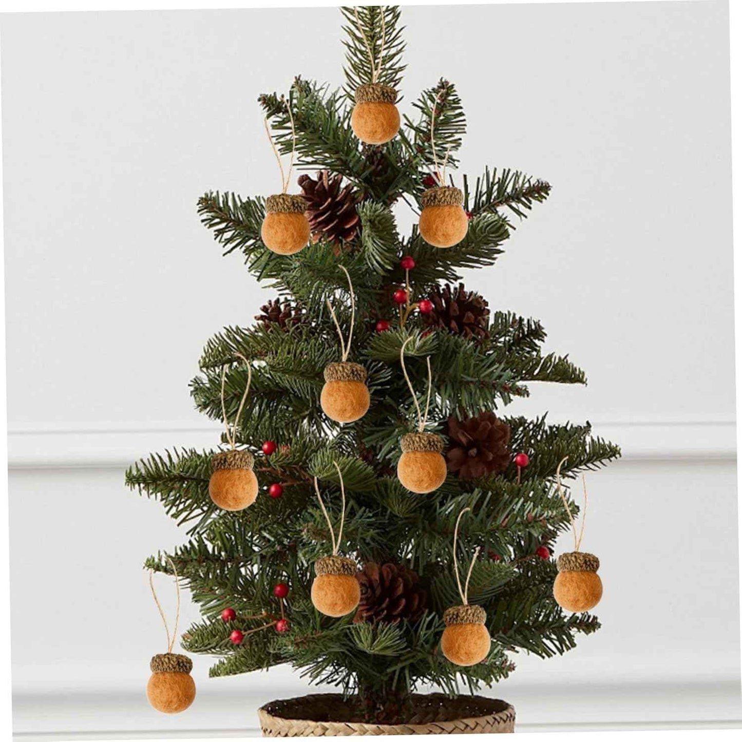 Acorns for Decorations, 10Pcs Felt Acorn Ornaments, Hanging Wool Felted Acorn Garland for Fall Tree Ornaments, Ball Pom Decor with Rope for Thanksgiving Christmas Tree Mantel