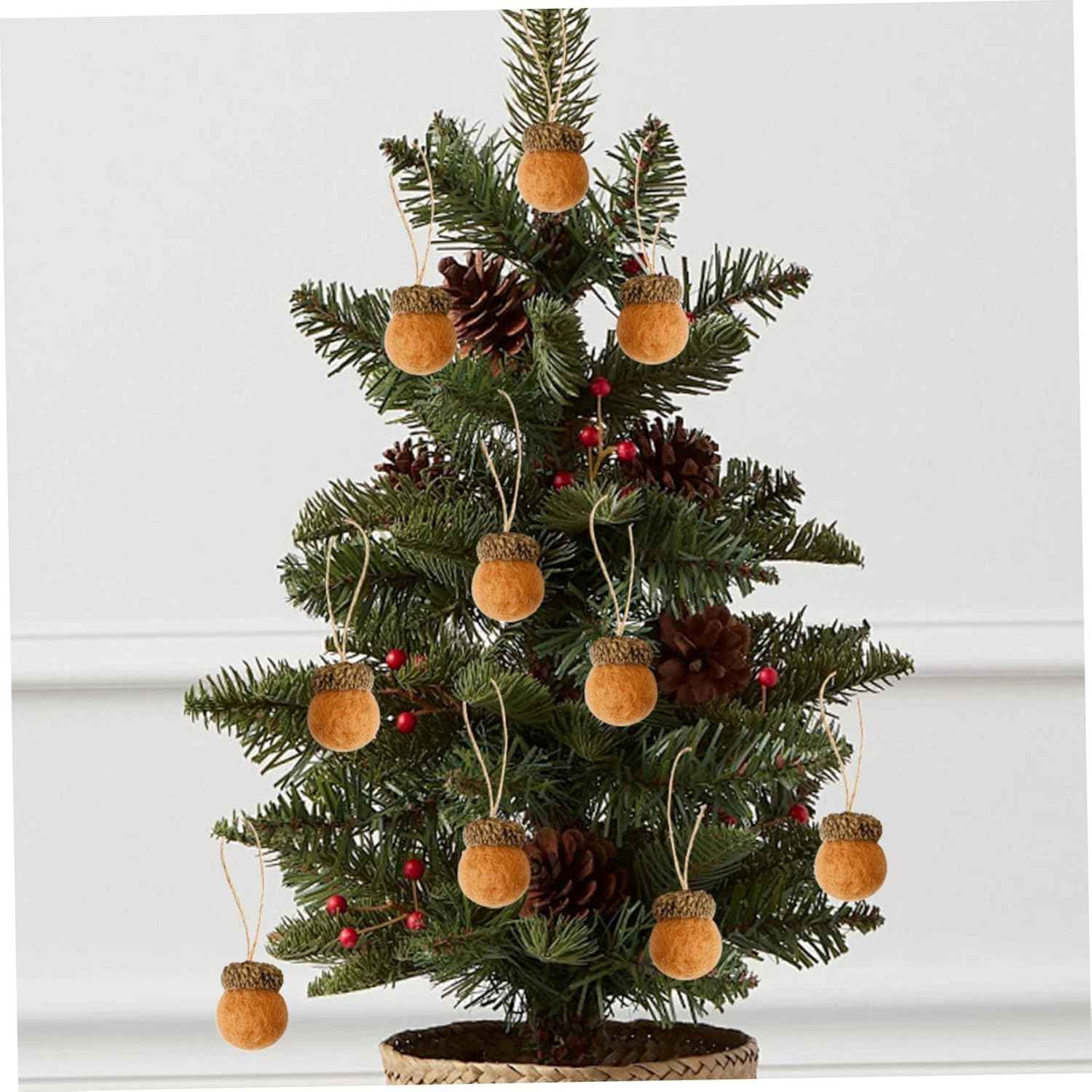 Acorns for Decorations, 10Pcs Felt Acorn Ornaments, Hanging Wool Felted Acorn Garland for Fall Tree Ornaments, Ball Pom Decor with Rope for Thanksgiving Christmas Tree Mantel