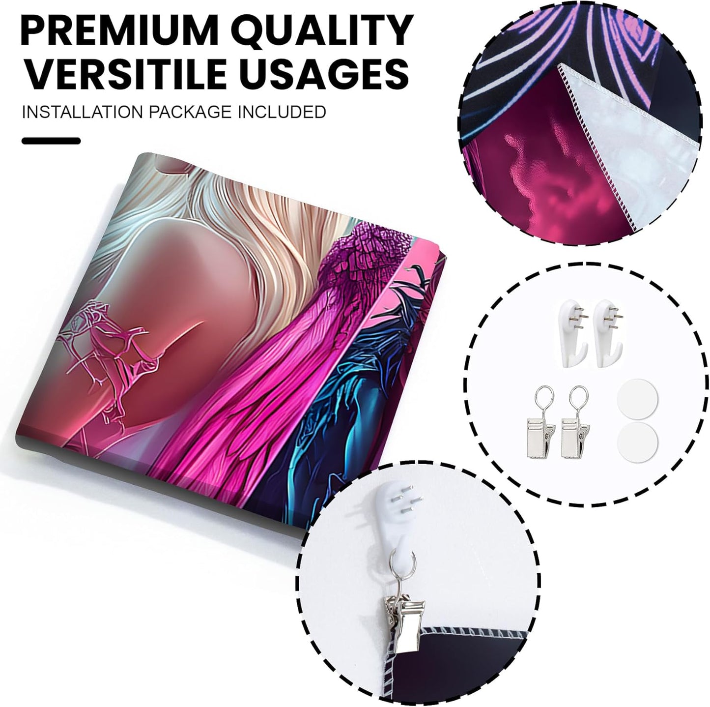 Blacklight Tapestry,WingTapestry Glow In The Dark,UV Reactive Black Light Upright Posters Wall Hanging for Bedroom Dorm Living Room Backdrop Decor (wing7, 90L" x 70W")