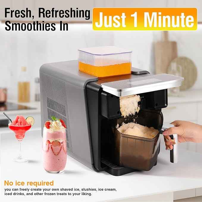 Slushie Machine, 4 IN 1 Shaved lce Machine & Slushie Machine & lce Cream Maker & Frozen Drink Machine, No Sugar Content Requirements, No Ice Needed, Auto-Clean, Perfect for Family, Parties